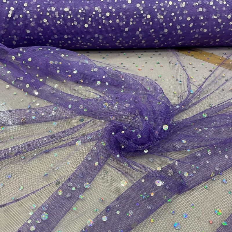 Round Sequin Colored Mesh Fabric for DIY Sewing Stage Setting Curtain Decoration Clothing Fashion Cloth Material By The Meter