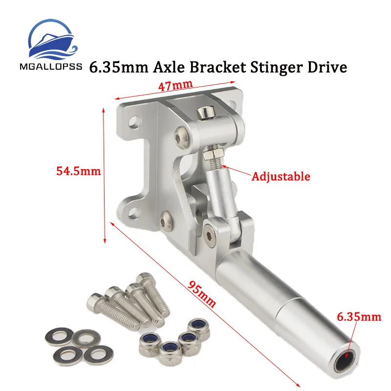 RC Boat 6.35mm Axle/Shaft Bracket Stinger Drive L95mm Aluminum Strut for 6.35mm 1/4