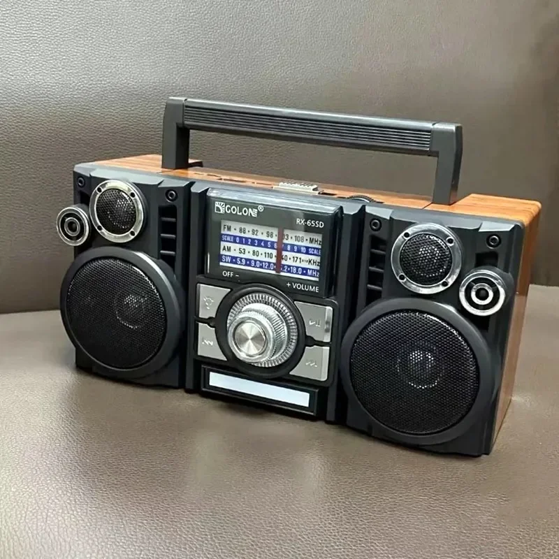 Large Volume Double Horn Stereo FM Radio Multiband Semiconductor Solar Charging Vintage Portable Outdoor Bluetooth Card Speakers image 6