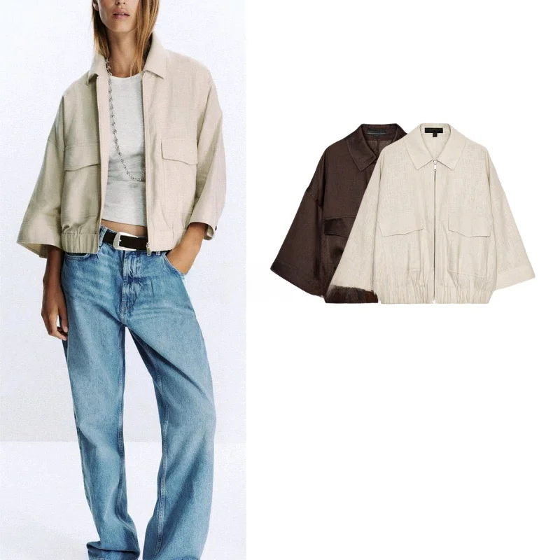 

Новая осенняя женская куртка-ветровка на молнии для активного отдыха, дышащая, с длинными рукавами, из полиэфирного волокна, модель 3448824 8135734