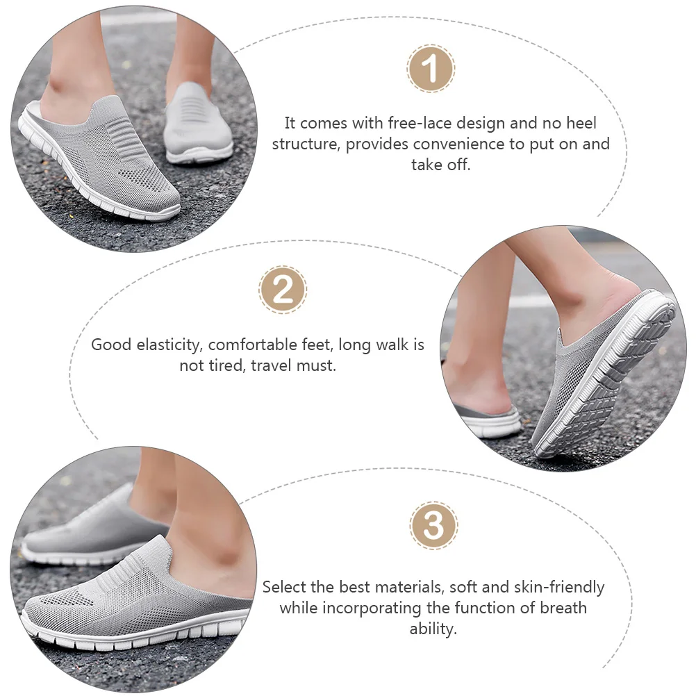 

Casual Shoes Breathable Mesh EVA Sole Heelless Slippers Woman Trainers Daily Travel Work Flat Sneakers
