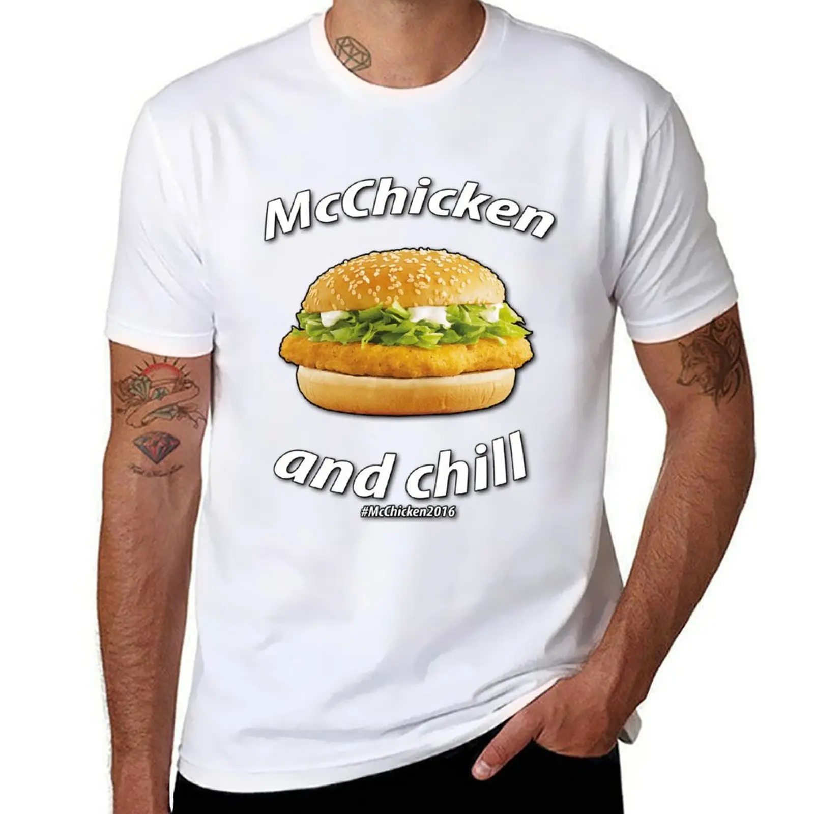 

and Chill 2016 McChicken T-Shirt Soft Basic Cotton Short Sleeve Tee