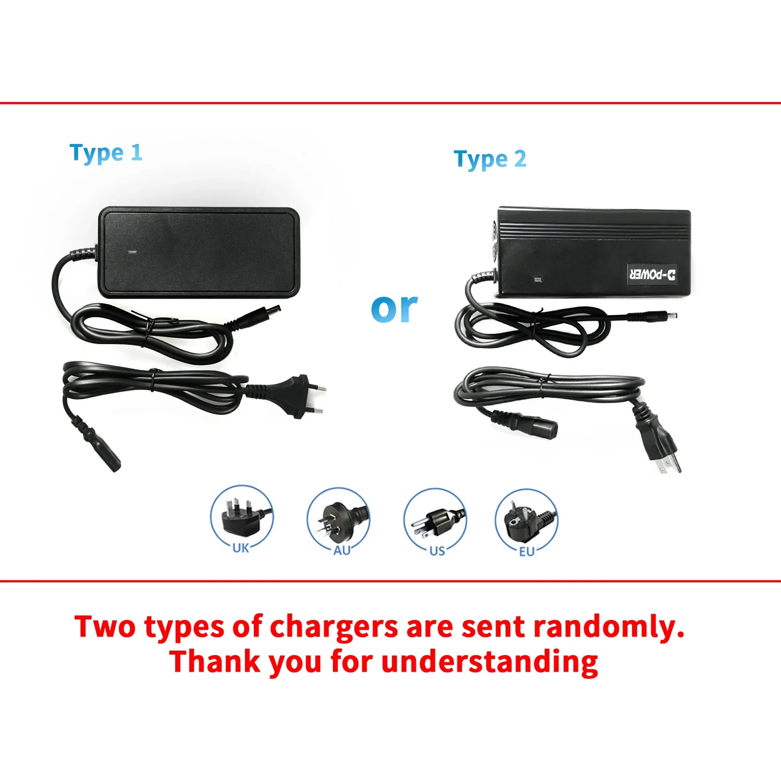 Lithium Ion Battery Charger, Ebike Charger, EU, AU, UK, US Plug, 36V, 48V, 52V, 3A, AAA 18650 21700