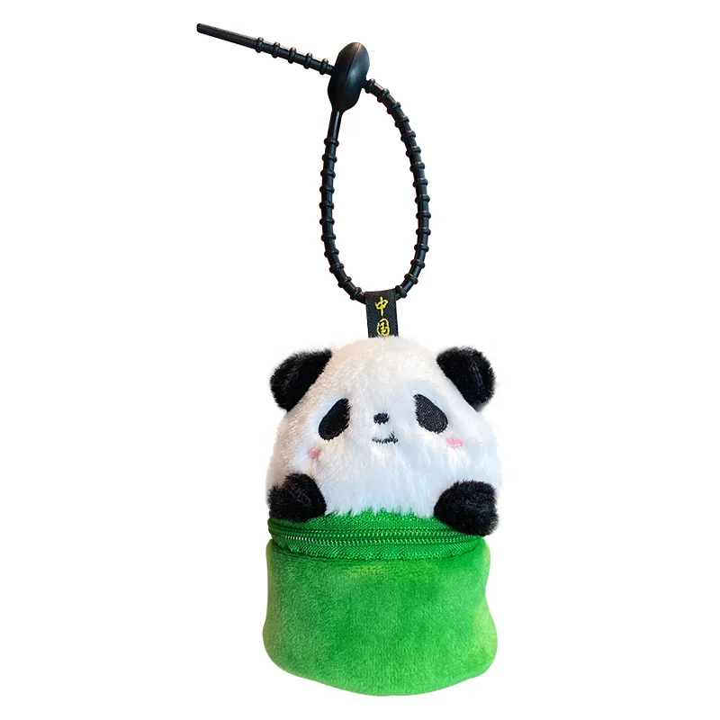 Cartoon Plush Bamboo Panda Coin Purse Keychain Pendant Cute Panda Doll Toy Portable Organizer Purse Coin Purse Birthday Gifts