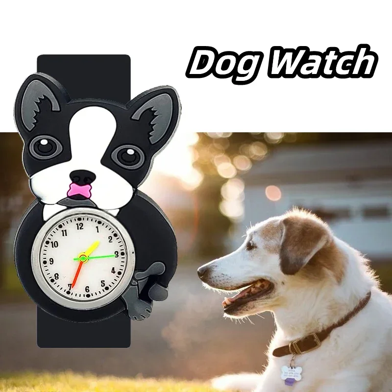 Dropshipping Slap Children Watches Cartoon Dog, Monkey, Cat, Pig Kids Watch Baby Learn Time Clock Toys Digital Wristwristes