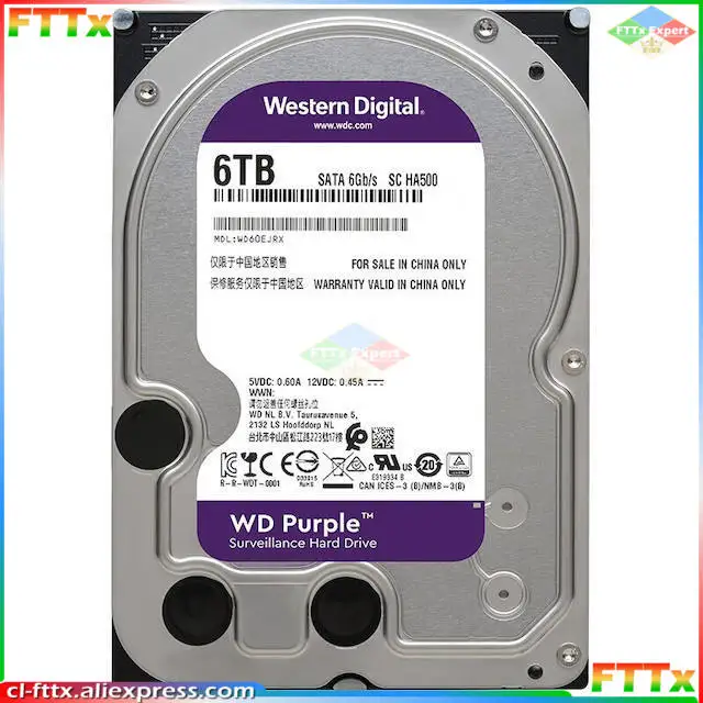 Imagem -04 - Western Digital w. d. Vigilância Roxa Hdd 1tb 2tb 4tb 6tb 8tb Sata 6.0 gb s 3.5 Monitoramento de Disco Rígido para Cctv Ahd Dvr Nvr