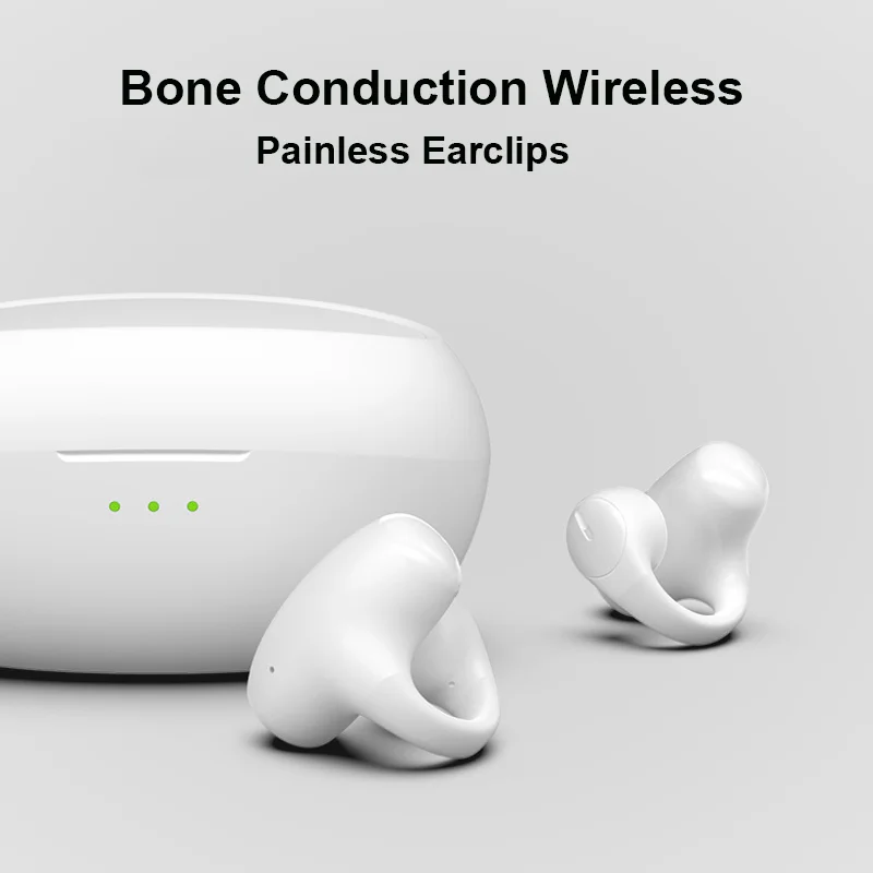 Bone Conduction Earclips Wireless Bluetooth 5.3 Earphones with Mic IPX5 Waterproof Air Conduction Headphones For Sports Yoga