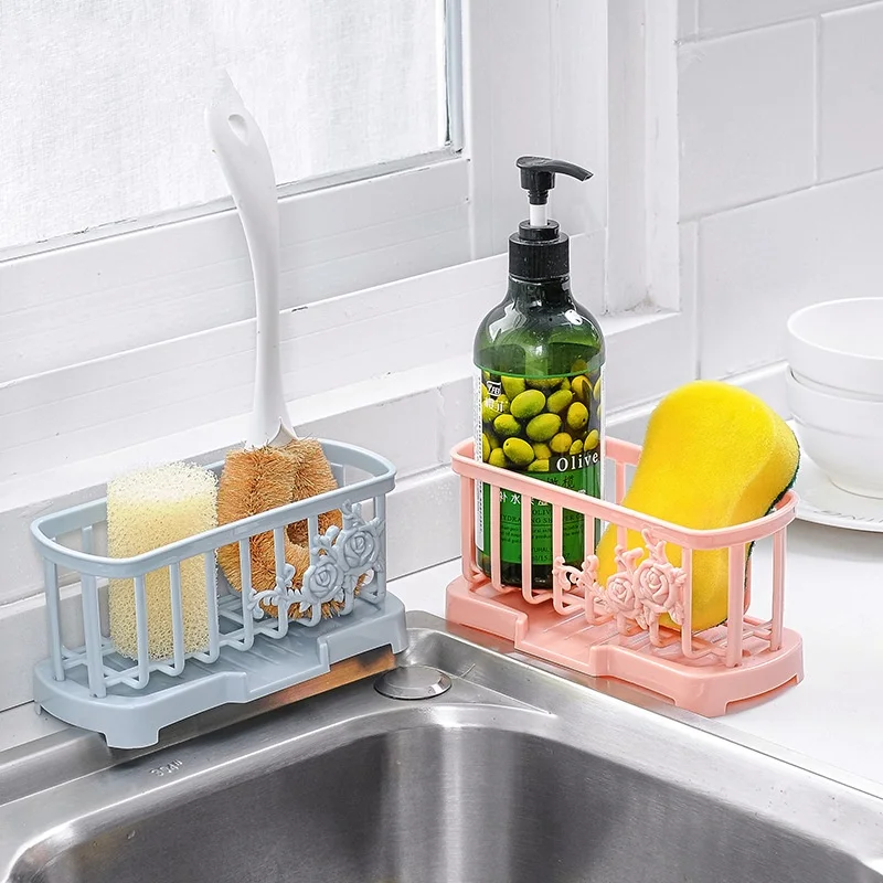 

Household Cloth Rack Kitchen Supplies Countertop Cleaning Drainage Rack Sink Storage Rack Complete Sponge Storage Rack