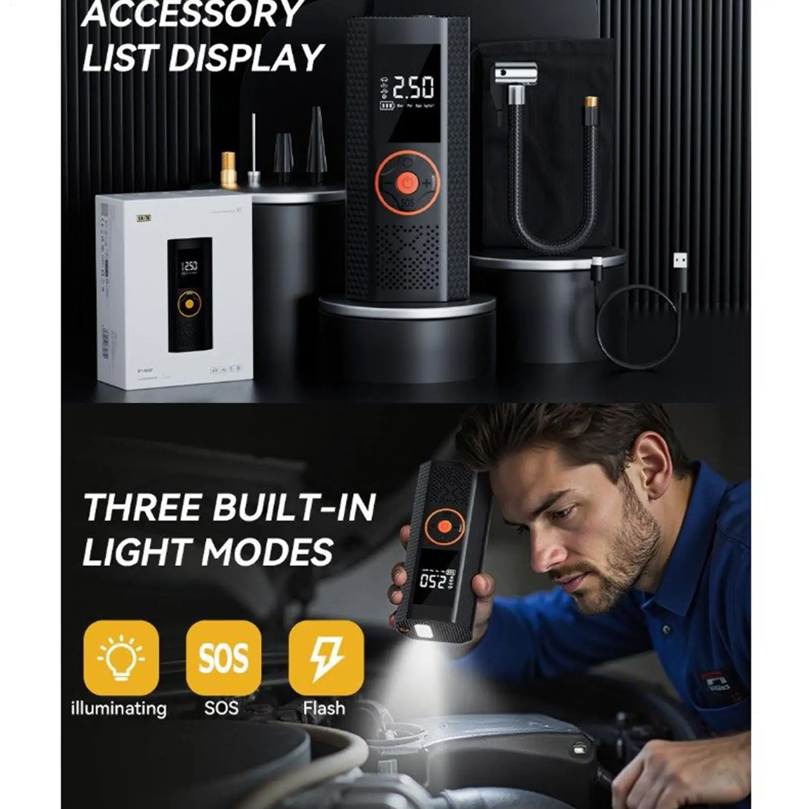 

Tire Inflator Cordless Auto Shut Off With Lights Portable Tire Inflator For Car For Motorcycle Bike Vehicle Electric Scooter