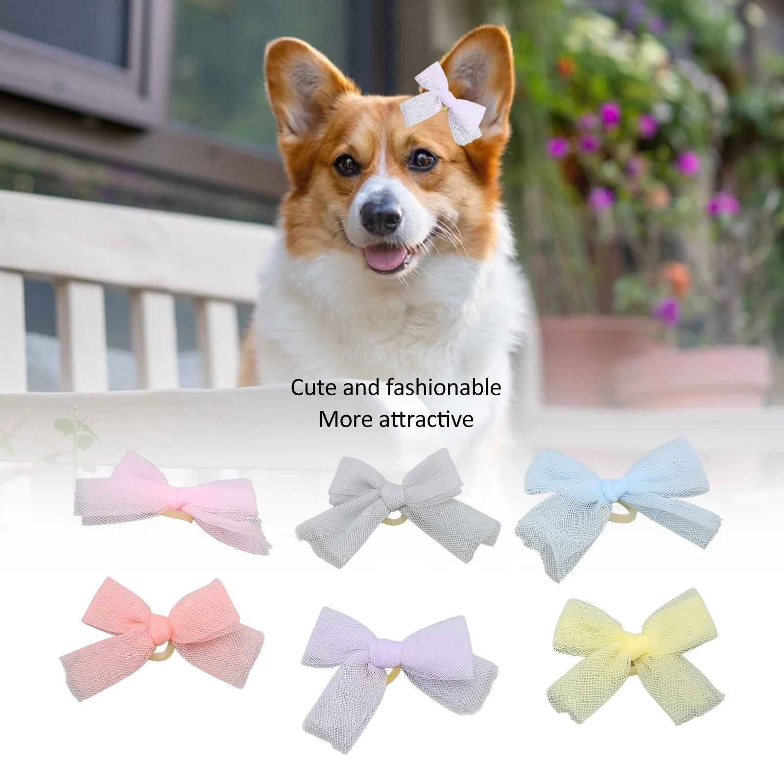 36PCS Dog Hair Bows Fashionable Cute Pet Hair Bowknot With Rubber Band For Dog Hair Grooming Accessories