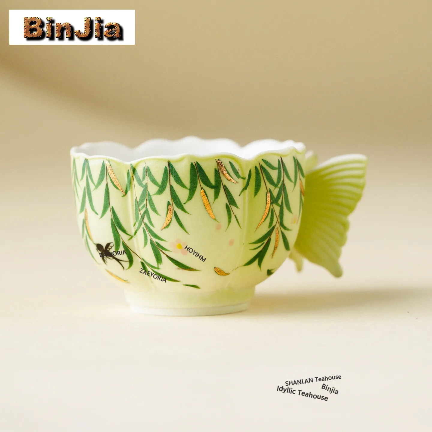 BAEJORIA 80ml Hand Painted Willow Swallow Teacup Elegant Tea Bowl Set Of Cups Tea-tasting Meditation Cup Chazhan Master Cups Cha