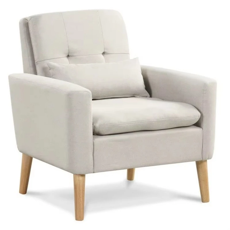 Modern lounge chair with waist pillow natural rubber wooden legs suitable for living room
