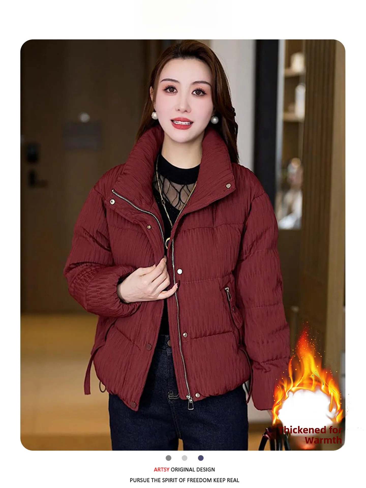 Coreano sle thiened inverno jaet feminino casual facionable fino ajuste quente algodão acolchoado casaco longo sve fechamento com zíper