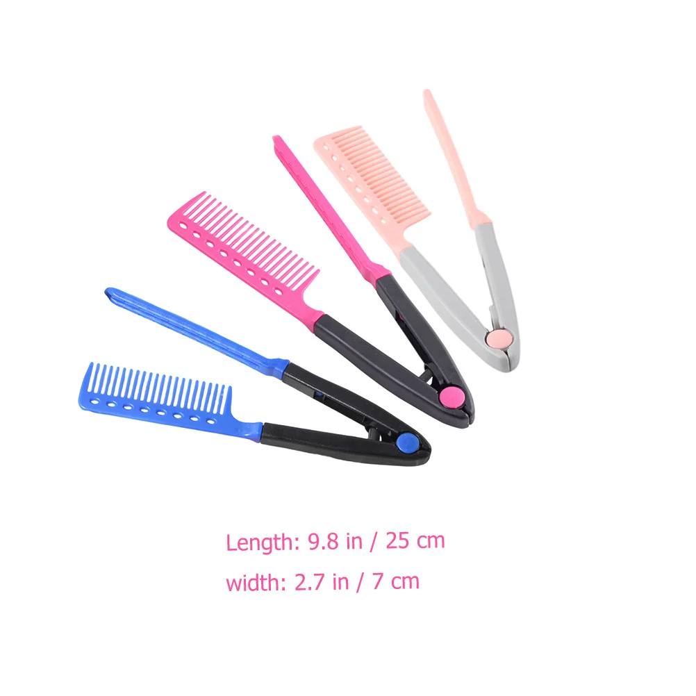 

3 шт., расческа-выпрямитель для укладки волос, V-образная складная расческа с зубами высокой плотности, профессиональный класс для быстрого выпрямления волос