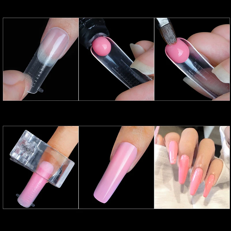 Faux Ongles Transparents à Construction Rapide, Couverture Complète, Extensions Sculptées pour Manucure, 60/100 Pièces