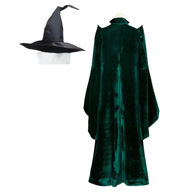 

CyMovie Minerva Cosplay Costume Professor Green Robe McGonagall Woman Halloween Carnival Cosplay Minerva Customized Clothes