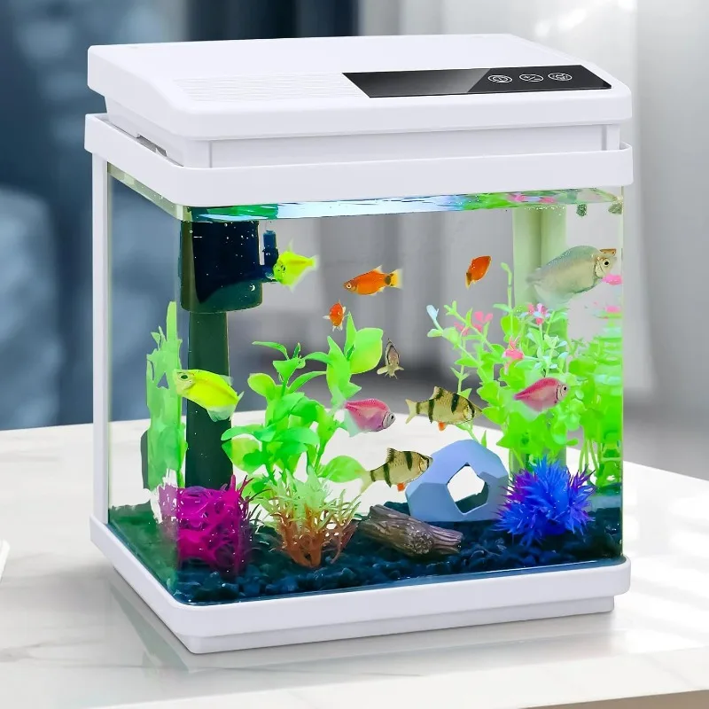

Fish Tank Aquarium kit Intelligent Timed Shutdown, Seven LED Lights, Adjustable Brightness, High-Transparencys Glass