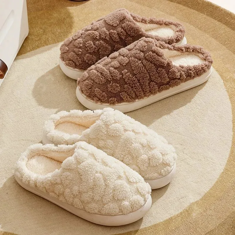 

New Winter Fluffy Shoes Women Cotton Slippers Warm Slides Casual Men Couples Indoor Plush Flats Comfort House Furry Footwear