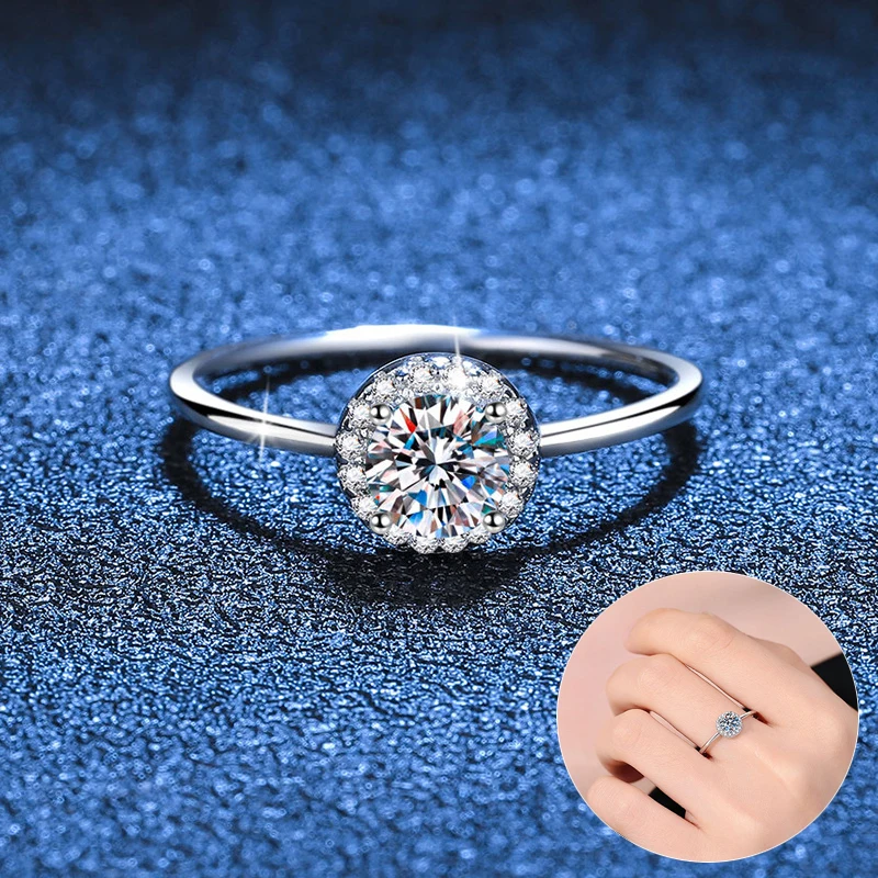 

Apaison 0.5 ct Moissanite Rings For Women 100% 925 Sterling Silver Eternity Ring Female Wedding Band Fine Jewelry Gift Wholesale