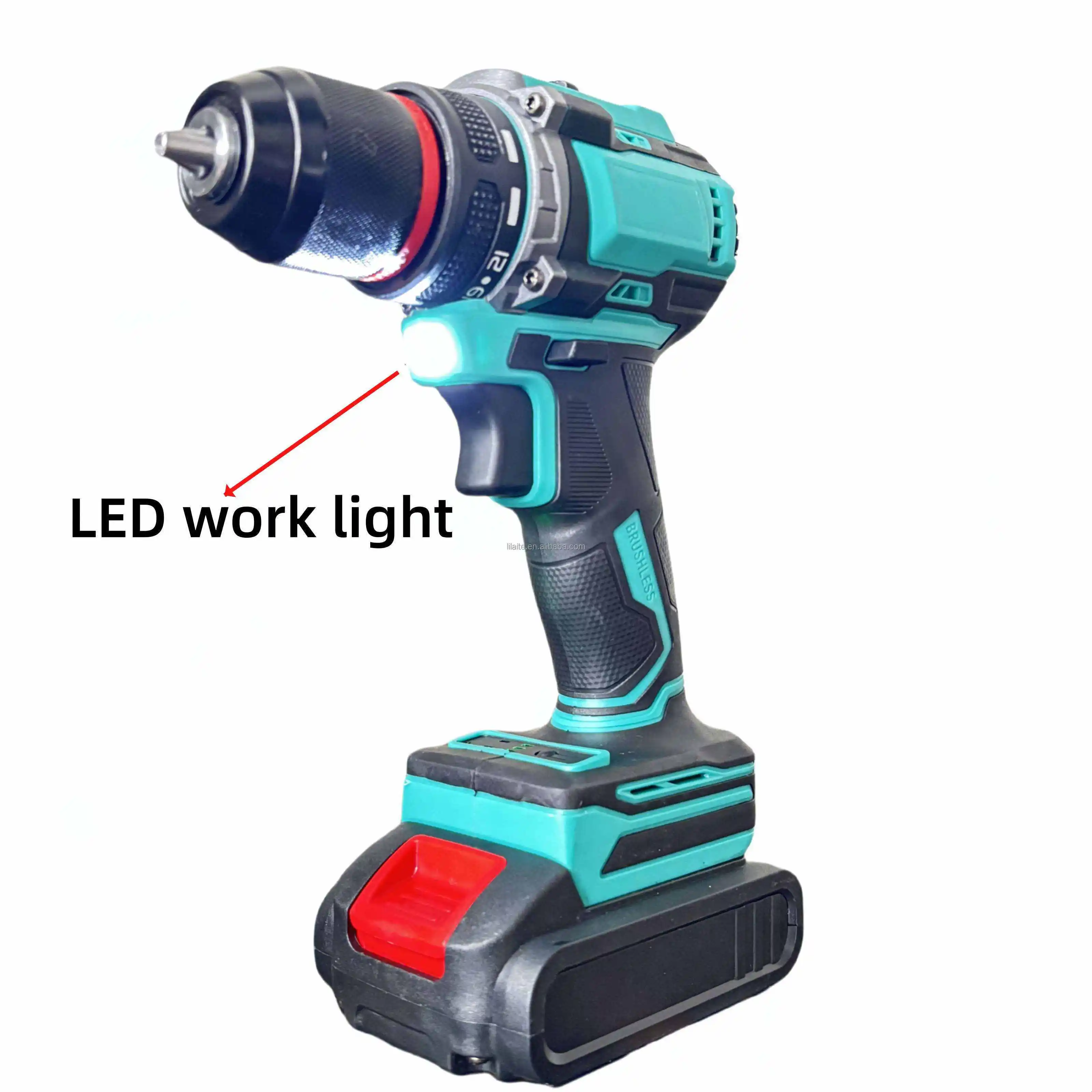 جهاز حفر كهربائي محمول باليد، مثقاب مطرقي صدمي بدون فرش، بطارية ليثيوم متغيرة السرعة، مثقاب كهربائي صغير للأداة