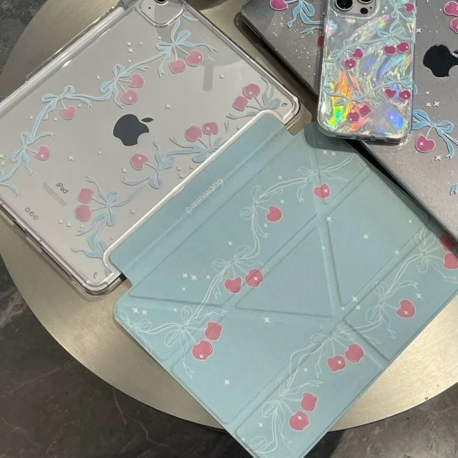 

Новый чехол Ins Cherry Fold для планшетов iPad Pro 11, 12.9, 13 (M4, M5), 9.7, 10.2 (5/6/7/8/9/10/11 поколений), Mini 6, 7, Air 3, 4, 5, 6, 7