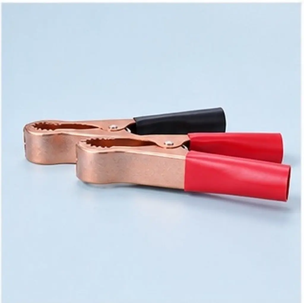 2Pcs Robust Insulated Alligator Clamps Copper Coated Battery Clips for Car Truck Battery Charging and Electrical Maintenance