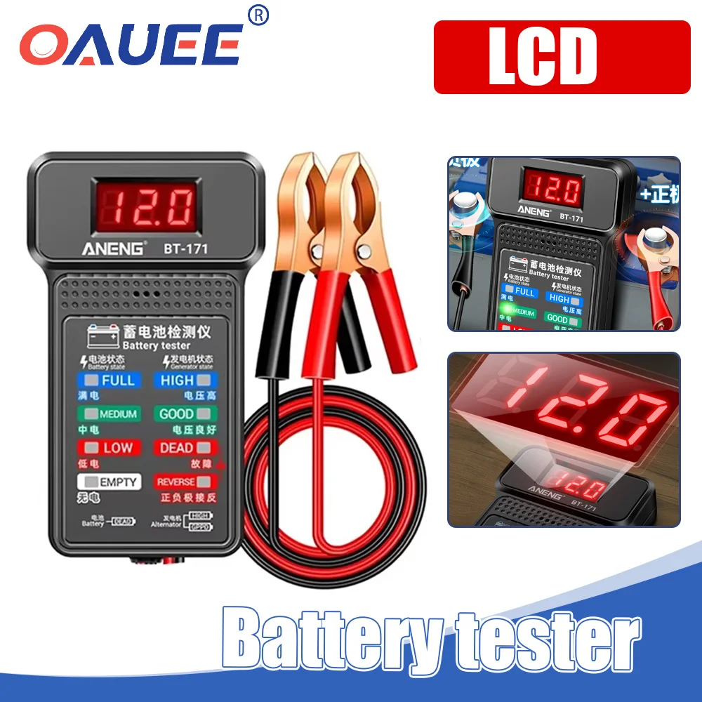 

LCD Digital Automotive Battery Tester Auto Battery Analyzer Charging Cranking System Tester Car Battery Checker Diagnostic