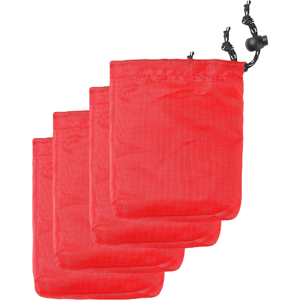 

4 Pcs Small Outdoor Storage Bags Lightweight Durable Drawstring Travel Red Waterproof Gym Satchel Bag Gift Portable ganization