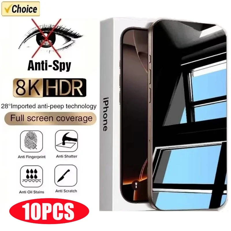 10 قطعة زجاج مضاد للتجسس لهاتف آيفون 15 16 17 14 13 12 11 Pro Max Mini X XS XR 7 8 6 Plus واقي شاشة الخصوصية لهاتف iPhone SE 2020