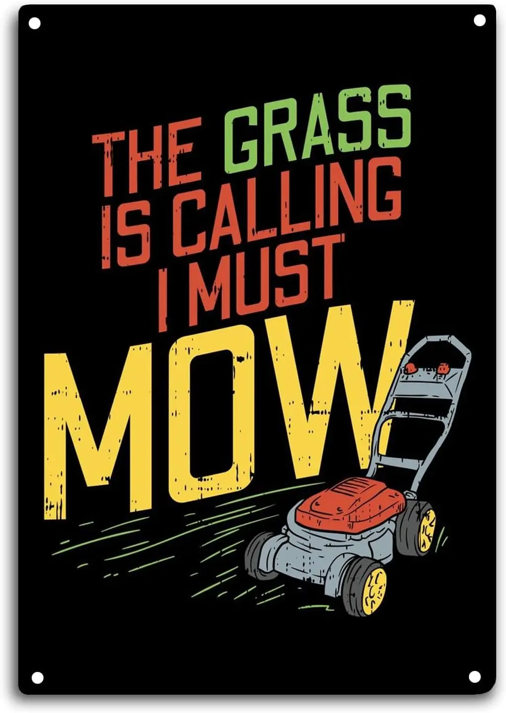 Lawn Mower Tin Sign The Grass is Calling I Must Mow Room Wall Window Decor Funny Quote Wall Art Metal Poster Kitchen Garden Gara