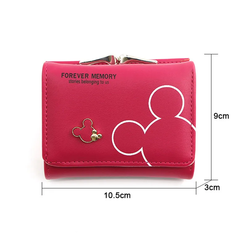 Disney Cartoon Mickey Mouse Wallet for Women's PU Leather Coin Purse Woman Mini Short Wallets Girls Bags Fashion Accessories