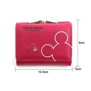 Mickey Wallet Disney cartoon mouse for women, PU leather-leather holders, mini short wallets, girls bags, fashion accessories 8 Main Sales Disney Card - №7