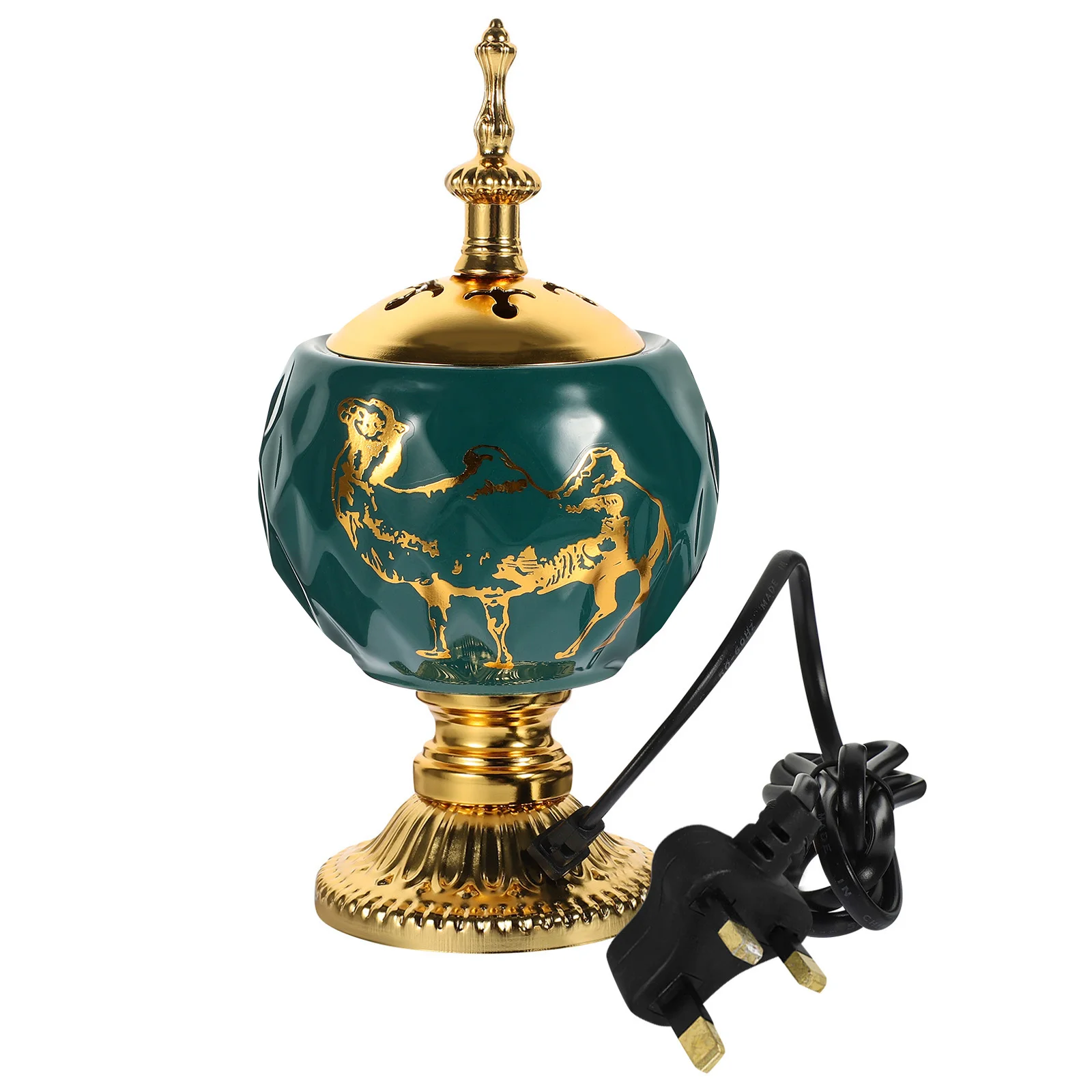 

Ceramic Electric Incense Burner Aromatherapy Stove Vintage Decor Plug-in Aroma Burner Holder Black Color Living Room Family Safe