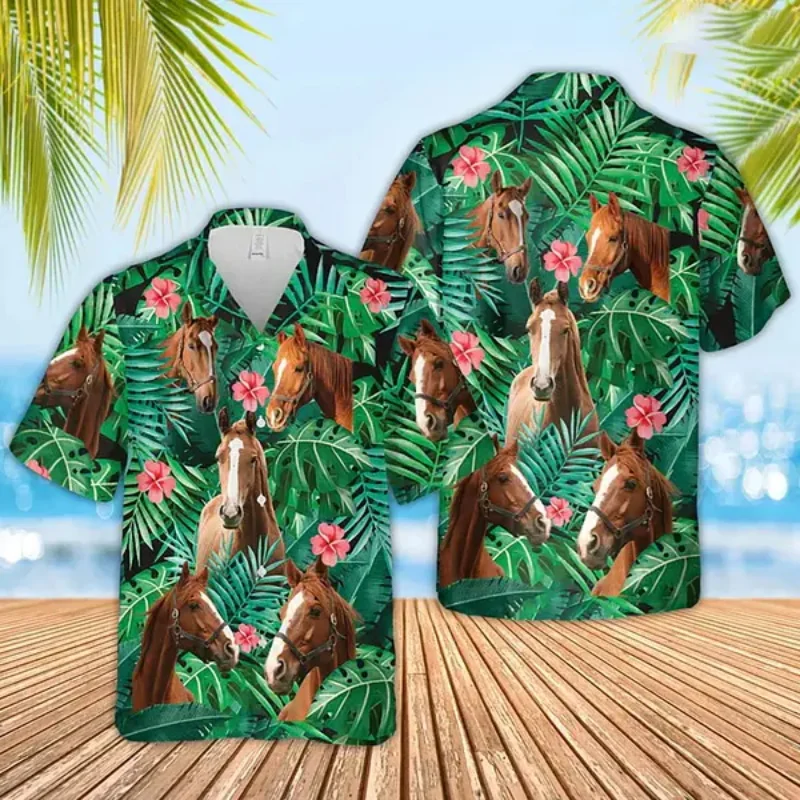 

3D принт Cowboys Horse Racing Pattern Aloha Гавайские рубашки для мужчин Летняя пляжная рубашка с короткими рукавами и пуговицами Мужская футболка