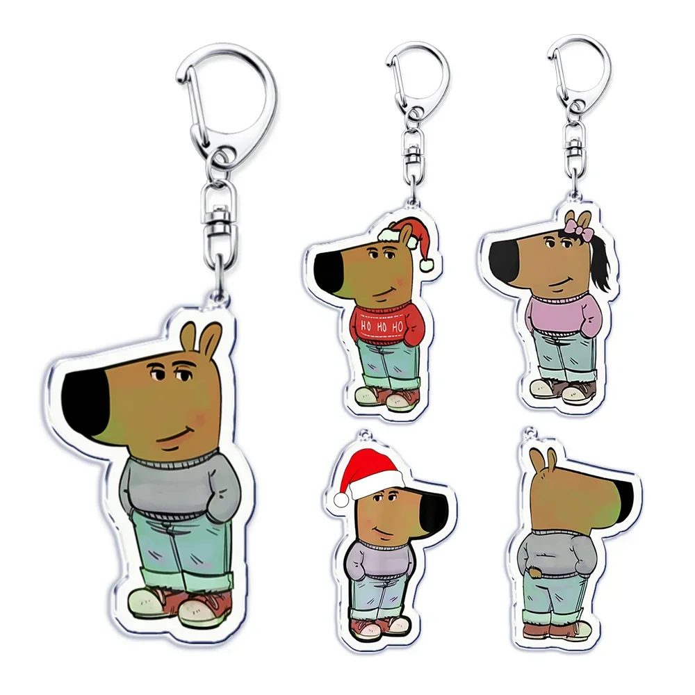 Cute Funny Cartoon Dog Chill Guy Acrylic Keychains Keyring for Accessories Bag Pendant Key Jewelry Fans Gifts