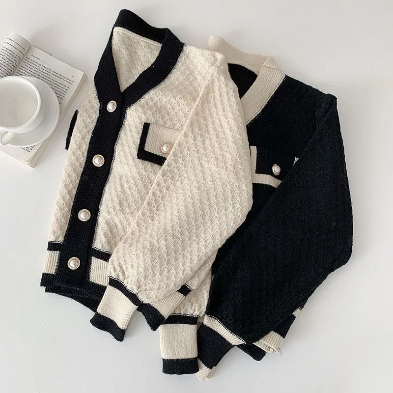 

Women Solid Knitted Korean New Loose Long-sleeved Knit Sweater Cardigans Outwear Coat