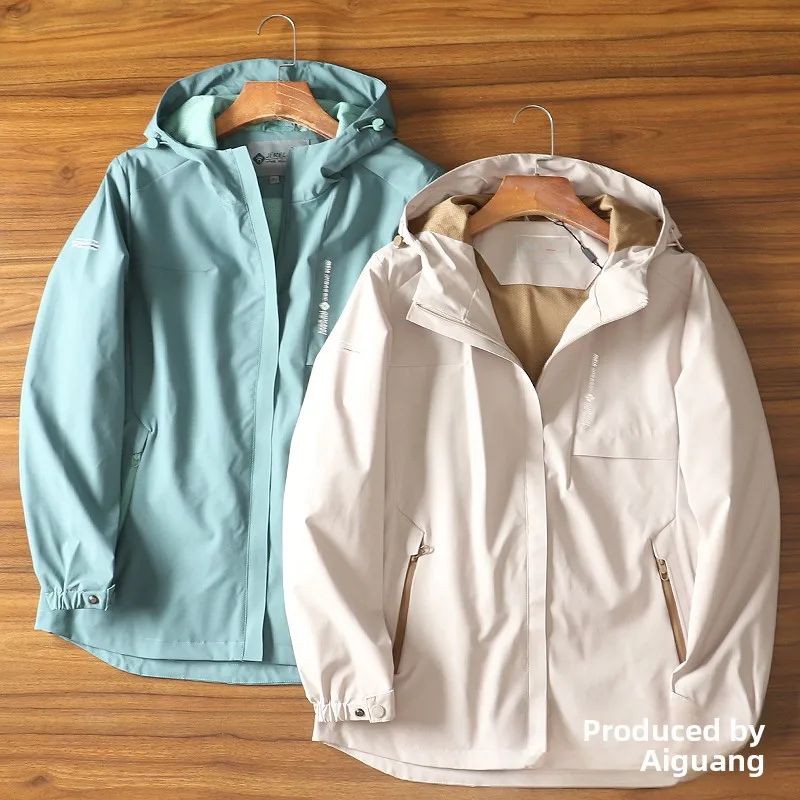 

Women's Outdoor Waterproof Breathable Hooded Jaet Mid-Length Spring Autumn New Sle Faionable Commute Zipper Sve Long
