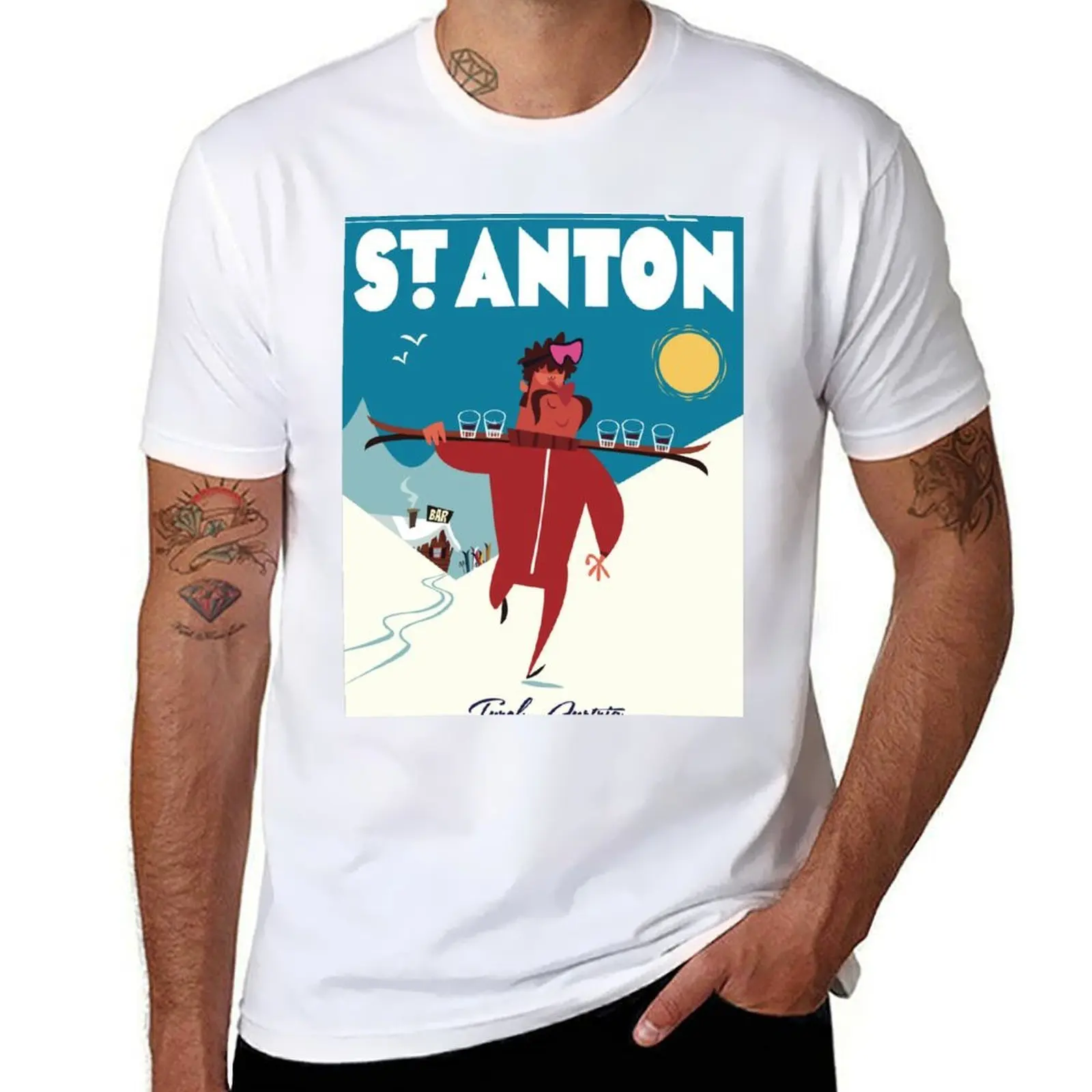 St Anton poster T-Shirt man t shirts graphic t shirt man casual T-Shirt