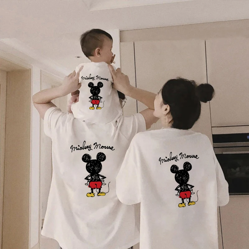 

A Family of Three on Fried Street, Foreign Style, Parent-child Clothing, Summer Cotton T-shirt, Summer Short-sleeved Top, Unisex