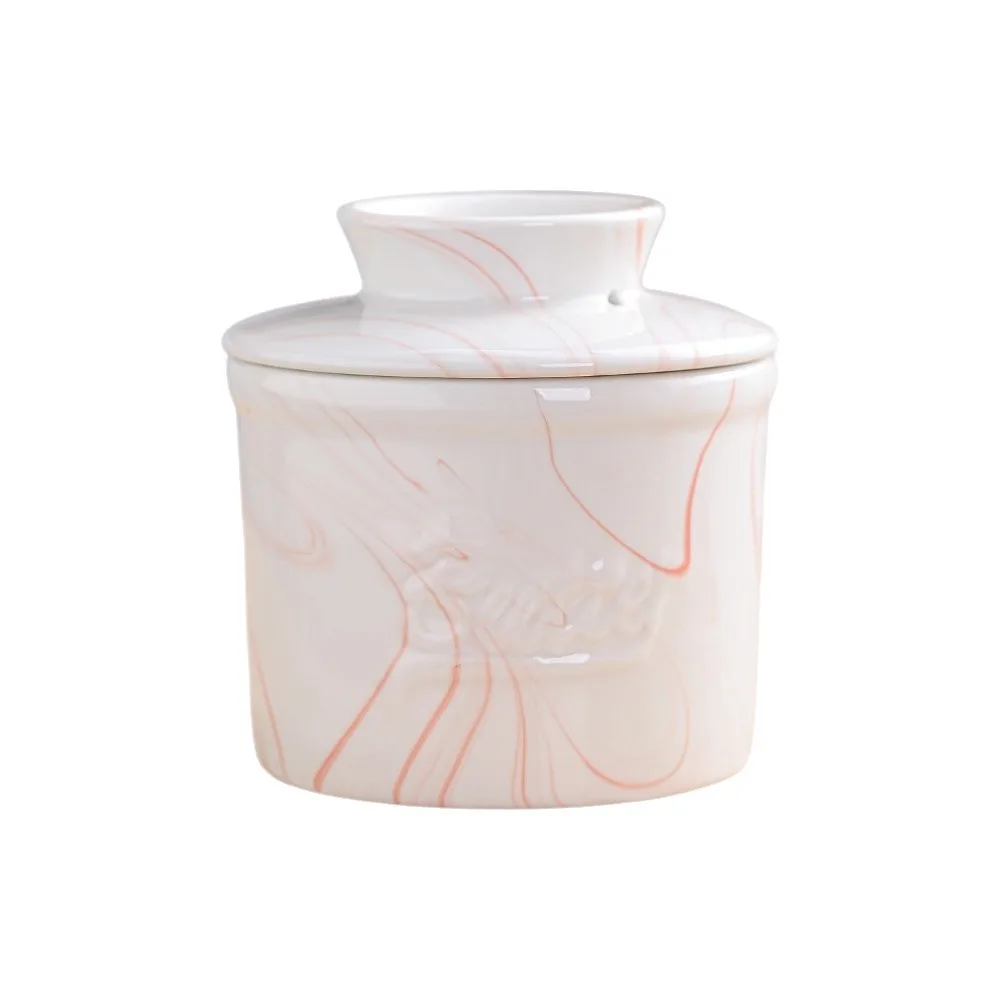 Spice Jar Sealed Round Butter Box Keep Fresh with Lid Ceramic Butter Crock Large Capacity Butter Keeper Household