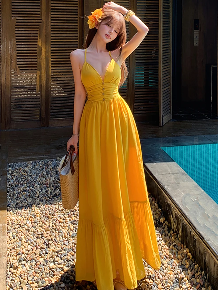 

Элегантное летнее платье-слинг из рами 2026: облегающее, сексуальное, длинное, в стиле бохо, повседневное, для отпуска, корейское, для фестивалей и вечерних мероприятий