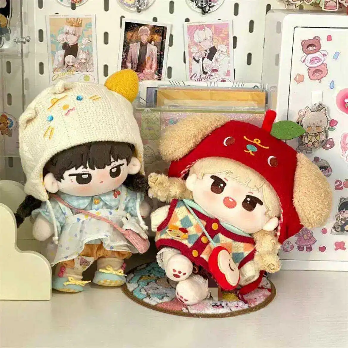 Apple Dog ingeblikte volledige set van 20 cm katoenen pop babykleding schattige kleine Apple katoenen pop hoofdbedekking kleding zonder attributen