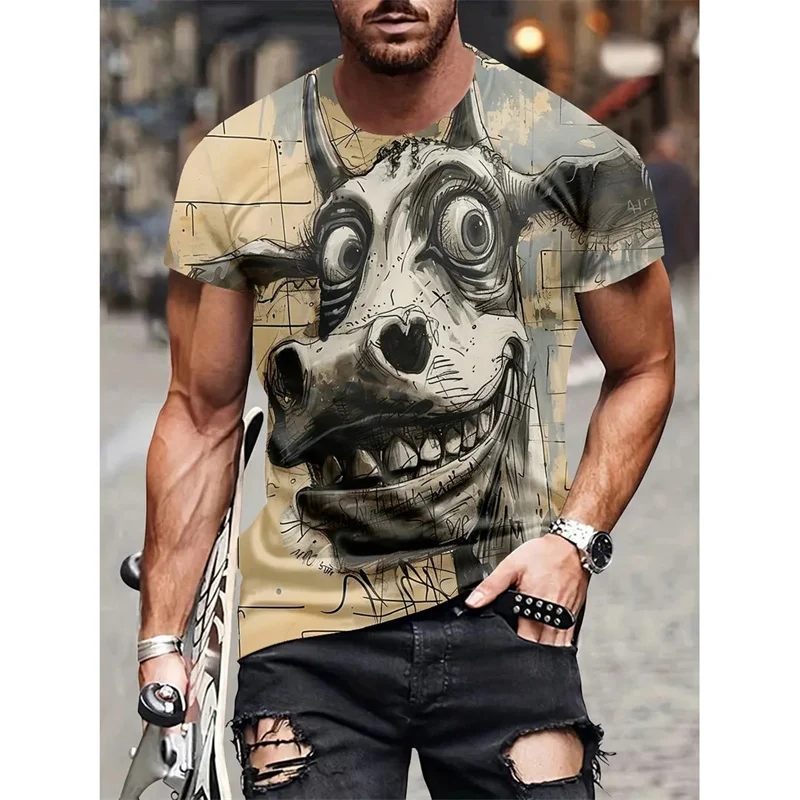 Monster Graffiti Art Graphic T-Shirt For Men Funny Animal 3D Printed Tees Summer Casual O-Neck Top Street T Shirts Short Sleeves image 4
