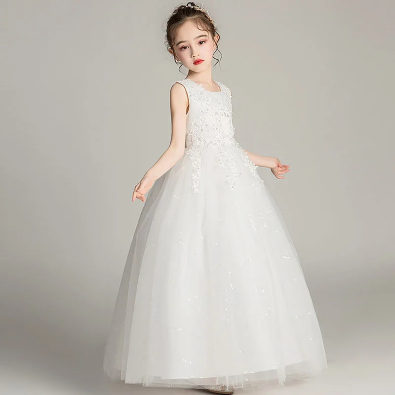 Kids Dresses For Girls Lace Dress Embroidered Gown Princess Clothes Children Formal Evening Party Flower Girls Wedding Vestidois