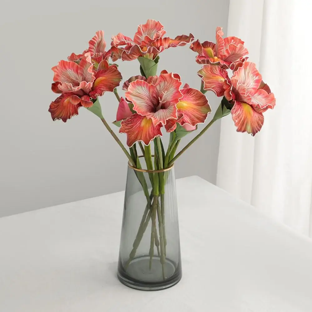 2 Piezas de Flores Artificiales de Iris Alice en EVA, Tacto Real, Hermosa Simulación de Orquídea Cattleya, 45 cm, Flor Artificial de Seda Hecha a Mano