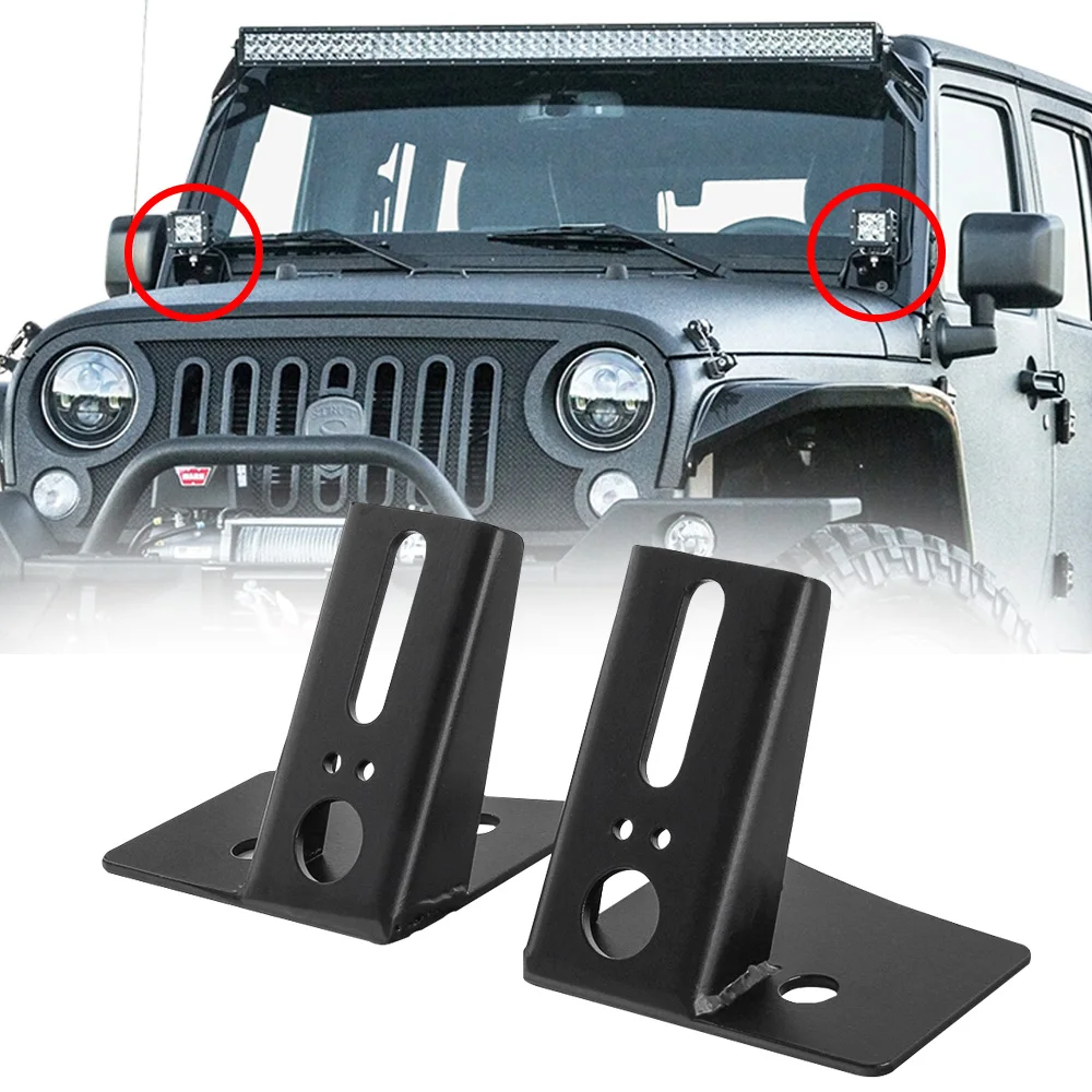 2 PCS Led Work Light Bar Bracket Mounting Windshield Hinge Corner A-pillar Mount Holder For Jeep Wrangler JK 2007-2016