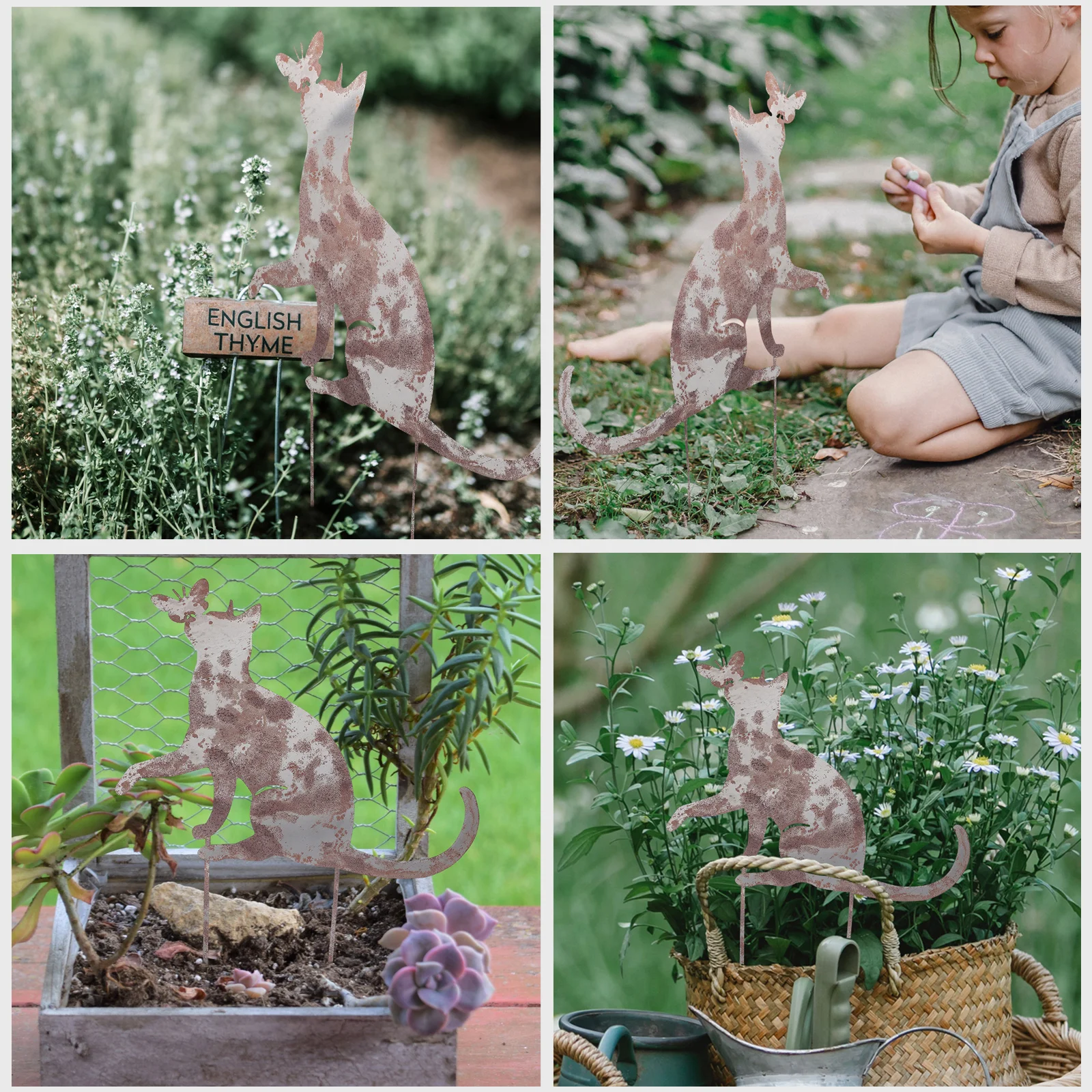 

Rustic Iron Cat Garden Stake Large Size Retro Yard Decoration Lawn nament Animal Shape Statue For Courtyard Pathway Flower Bed