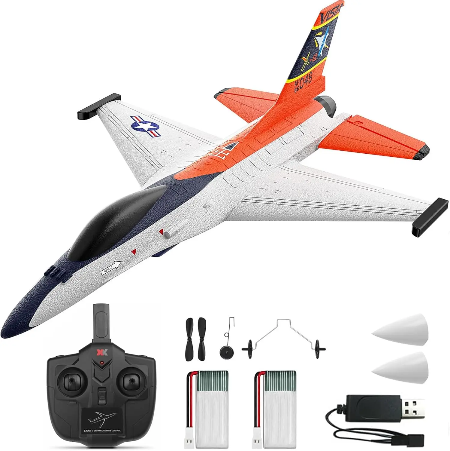 

Military Jet Style RC Airplane - 4-Channel Remote Control Jet Glider with 6-Axis Gyro Stabilizer, EPP RTF Hobby Aircraft, Easy to Fly for Adults and Boys