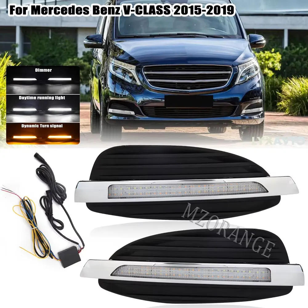 

1 Set DRL For Mercedes-Benz V250 V260 V-Class Vito 2016 2017 2018 2019 Daylight Car LED yellow Daytime Running Lights Fog Light