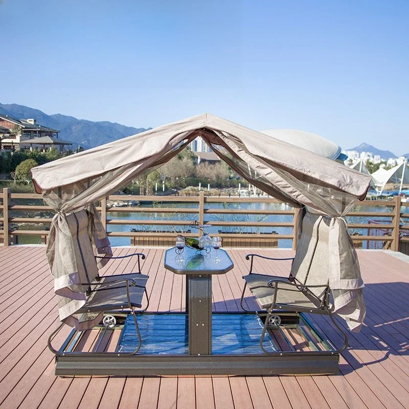 Outdoor swing courtyard garden villa rocking chair balcony quadruple power rocking chair resort outdoor double lift